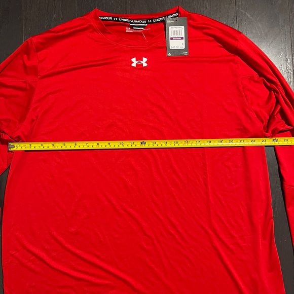 BNWT Men's Under Armour Team Anti-Odor red Tech Long Sleeve Shirt 2XLarge top - Picture 4 of 7